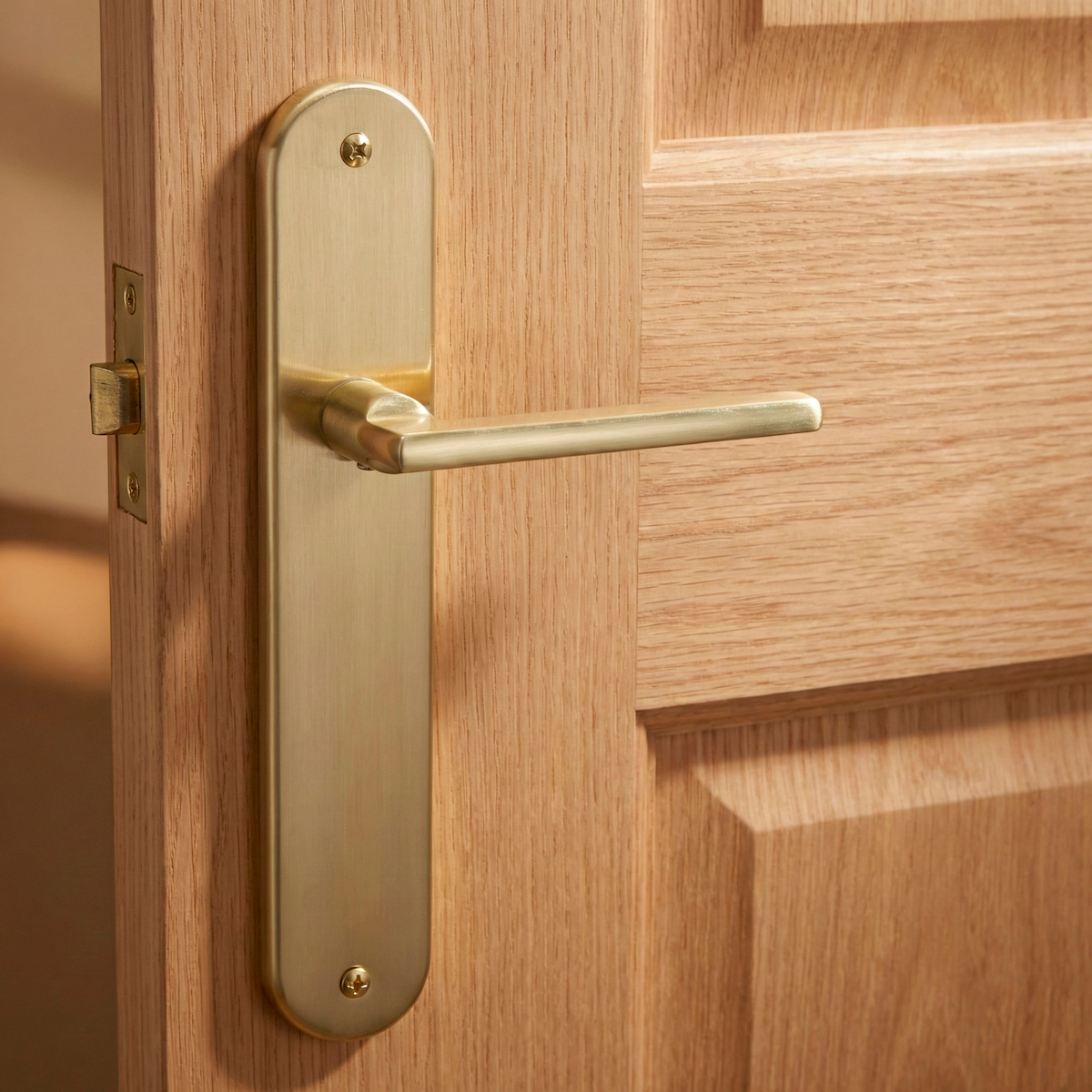 Satin gold aluminum rental oval plate handle