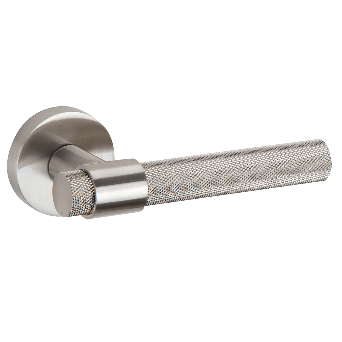 Pepo round rosette handle in satin nickel Zamak