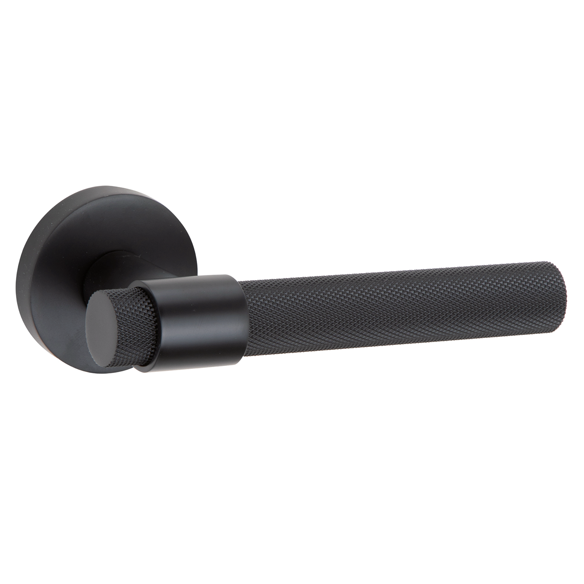Pepo round rose door handle in black Zamak