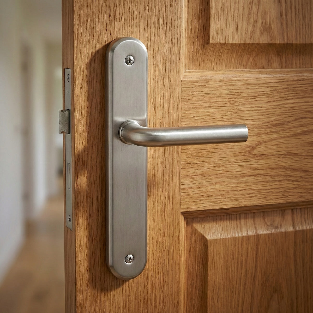 Béquille avec plaque ovale finition nickel satiné pour portes modèle « 6431 »