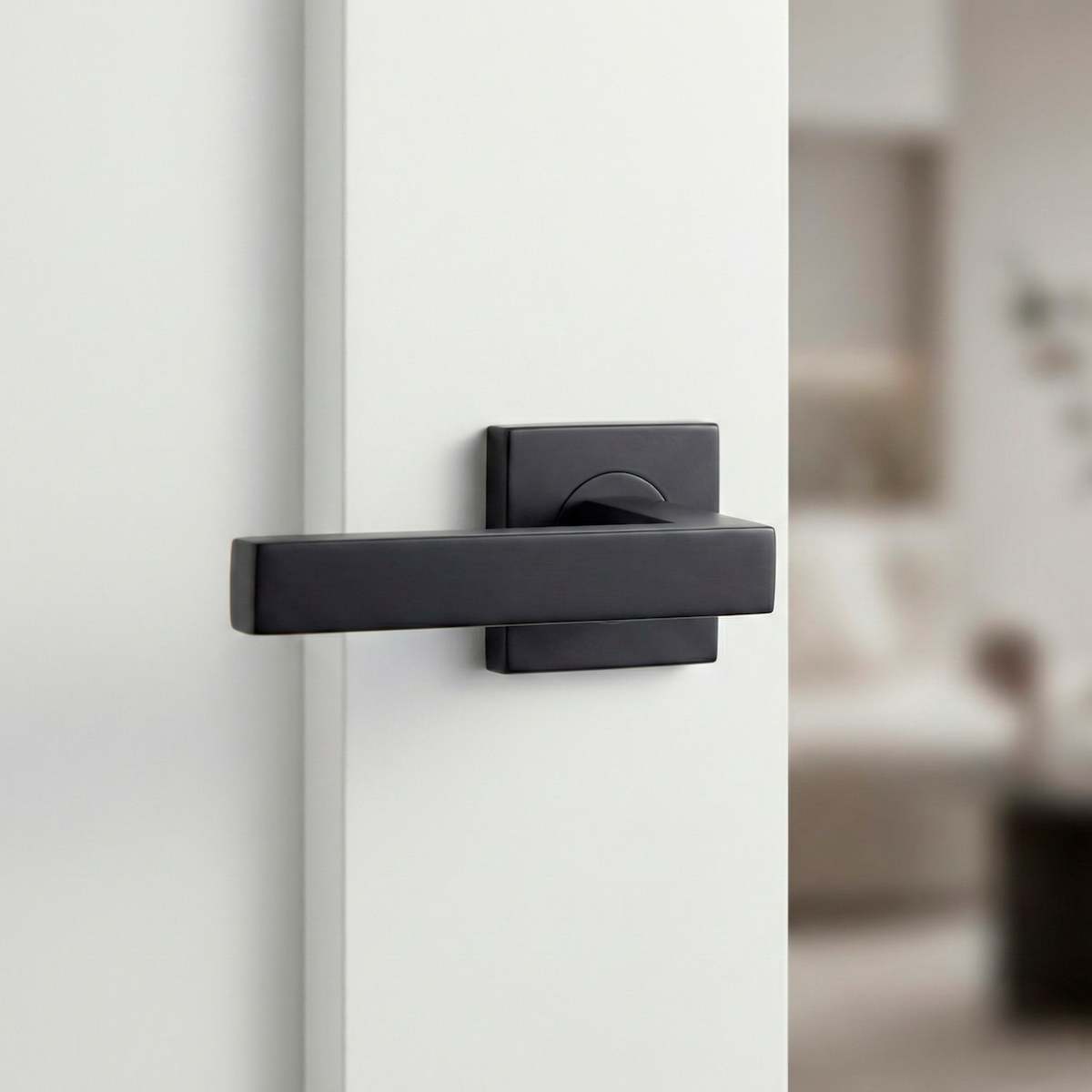 Manilla Dagda de acero inoxidable con Roseta cuadrada acabado negro para puertas