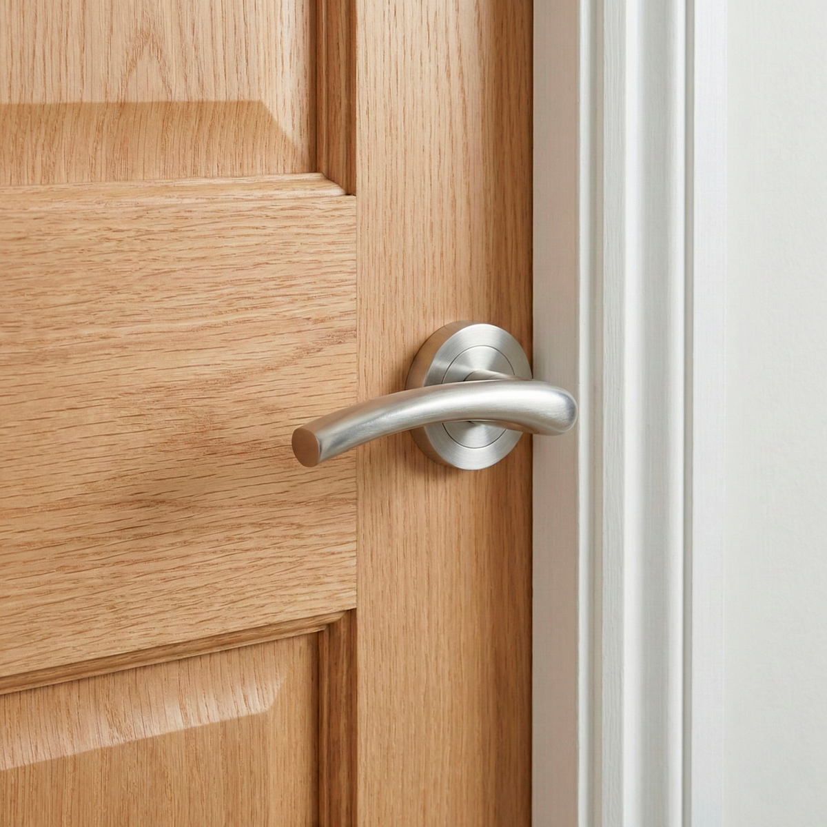Altur door handle with round rose in matte nickel