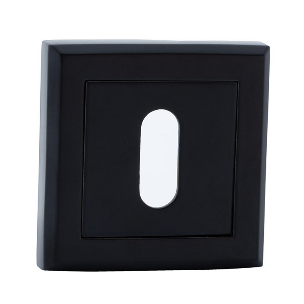 Bouche de serrure carrée avec bouche ovale finition noire coins arrondis