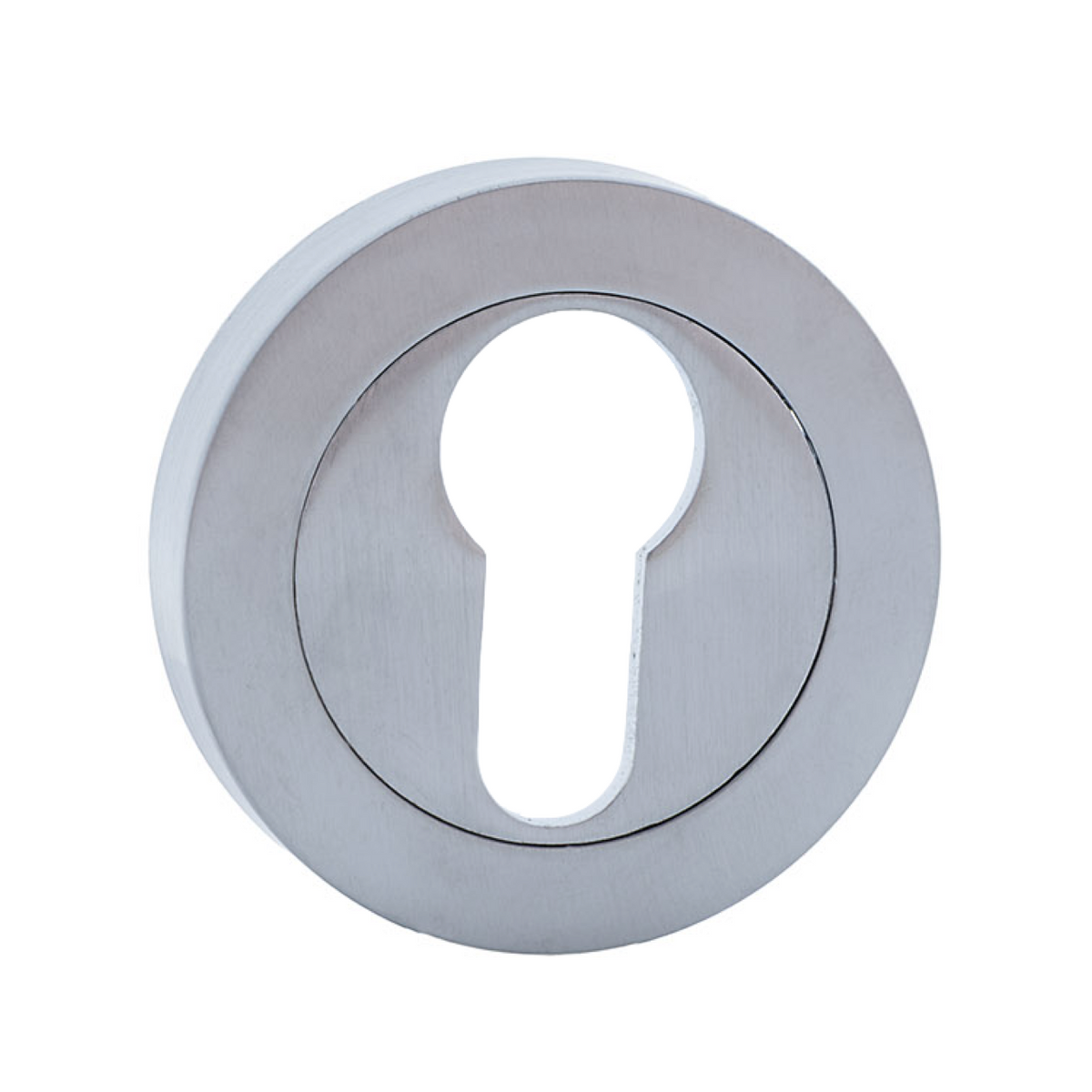 Plaque ronde avec bec de cygne en finition nickel mat pour portes