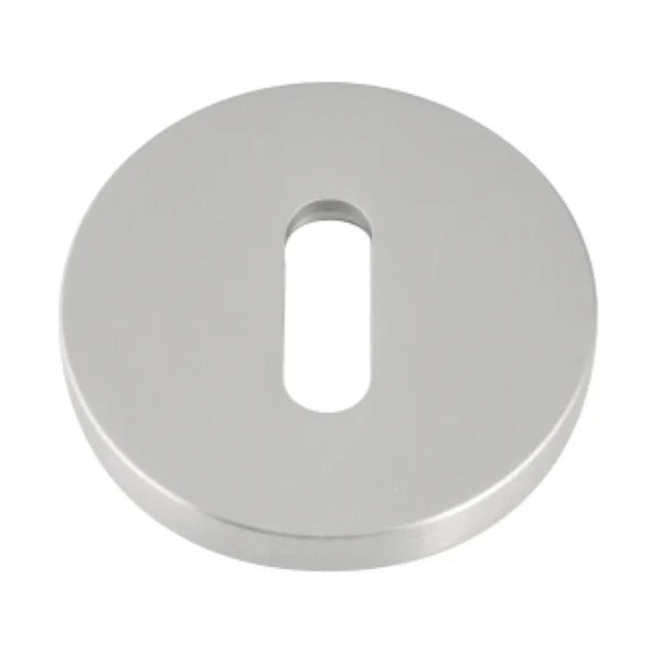 Bocallave oval con roseta redonda de acero inoxidable en níquel satinado ø52 mm para puertas