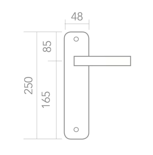 Manilla con placa ovalada de aluminio bronce mate 250x48 mm para puertas de interior