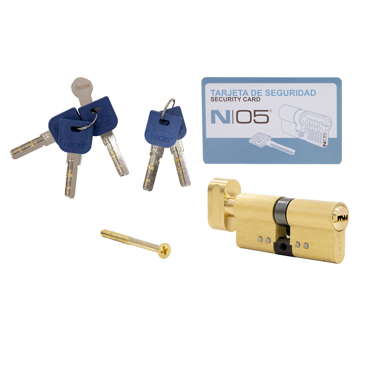 Cylindre 30x30 laitonné haute sécurité avec bouton pour portes