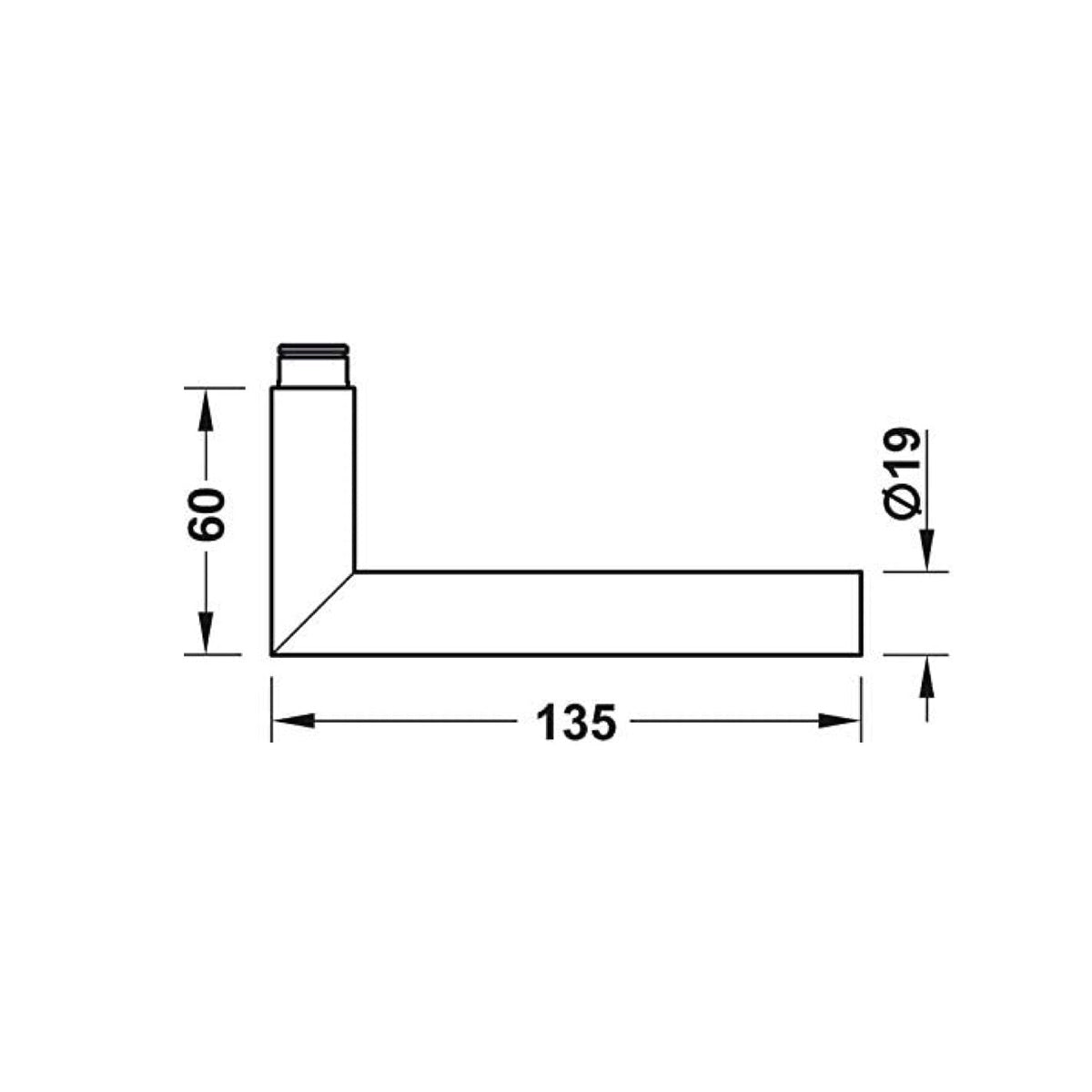 L-shaped stainless steel lever handle without rose for glass door lock
