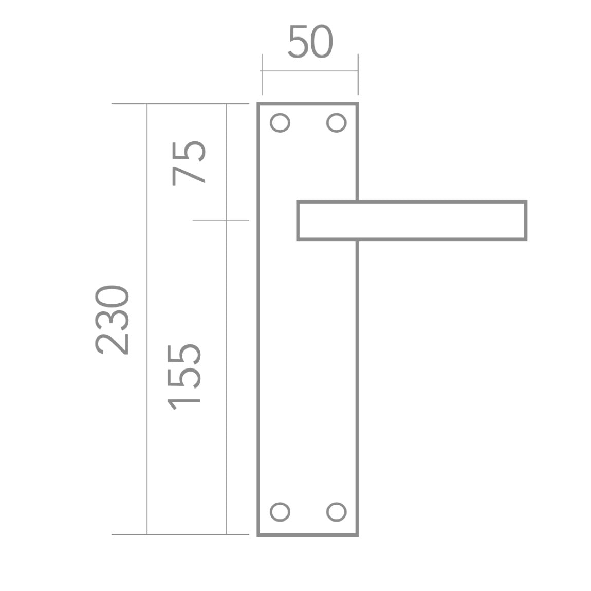 Poignée modèle '710' en zamak avec plaque rectangulaire finition graphite pour portes