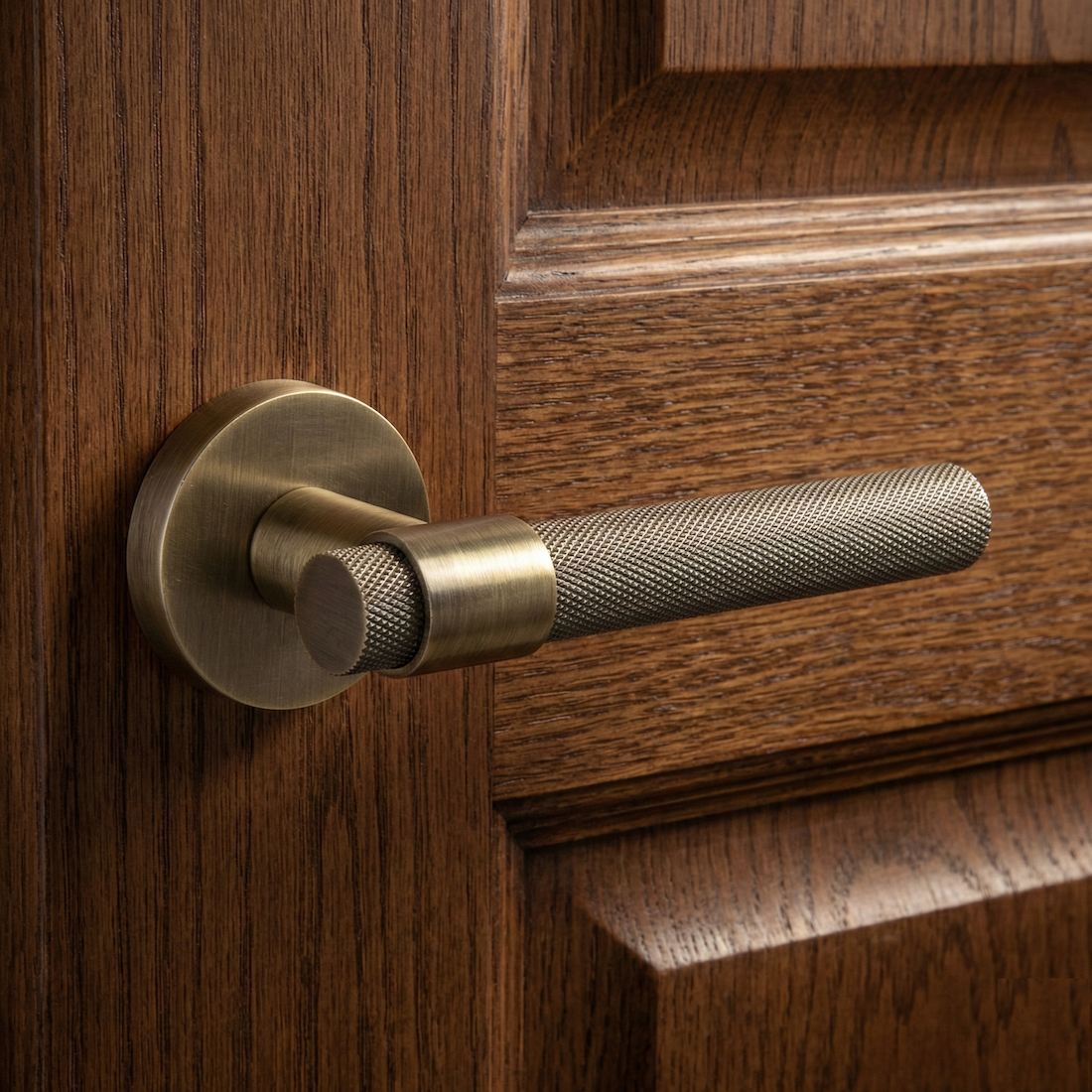 Pepo-01 round rosette handle in Zamak leather
