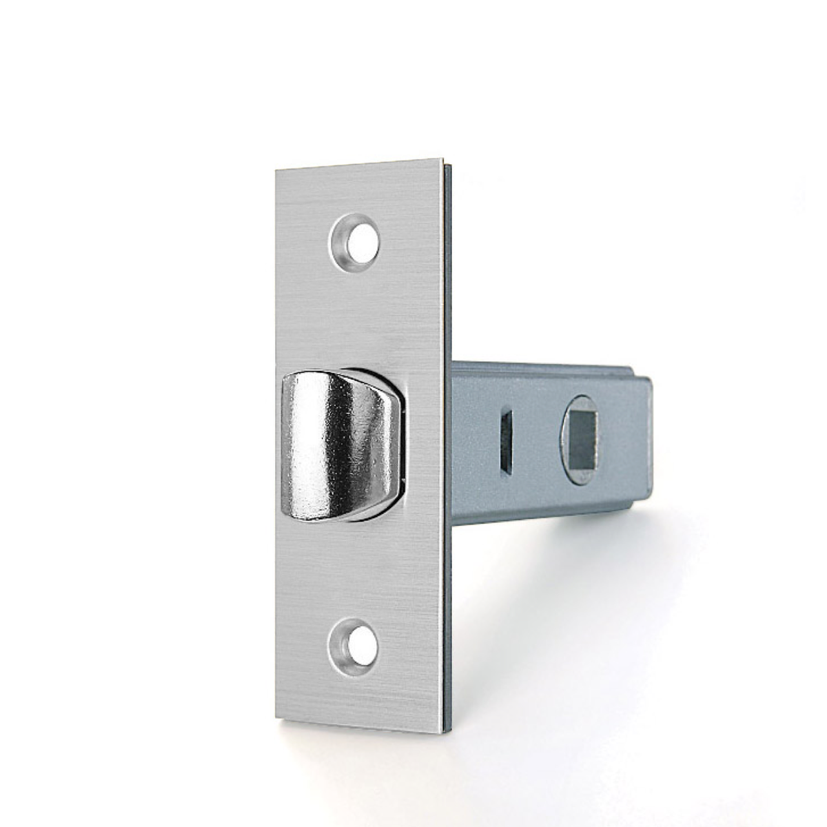 Square tubular latch in satin nickel finish, 60mm backset