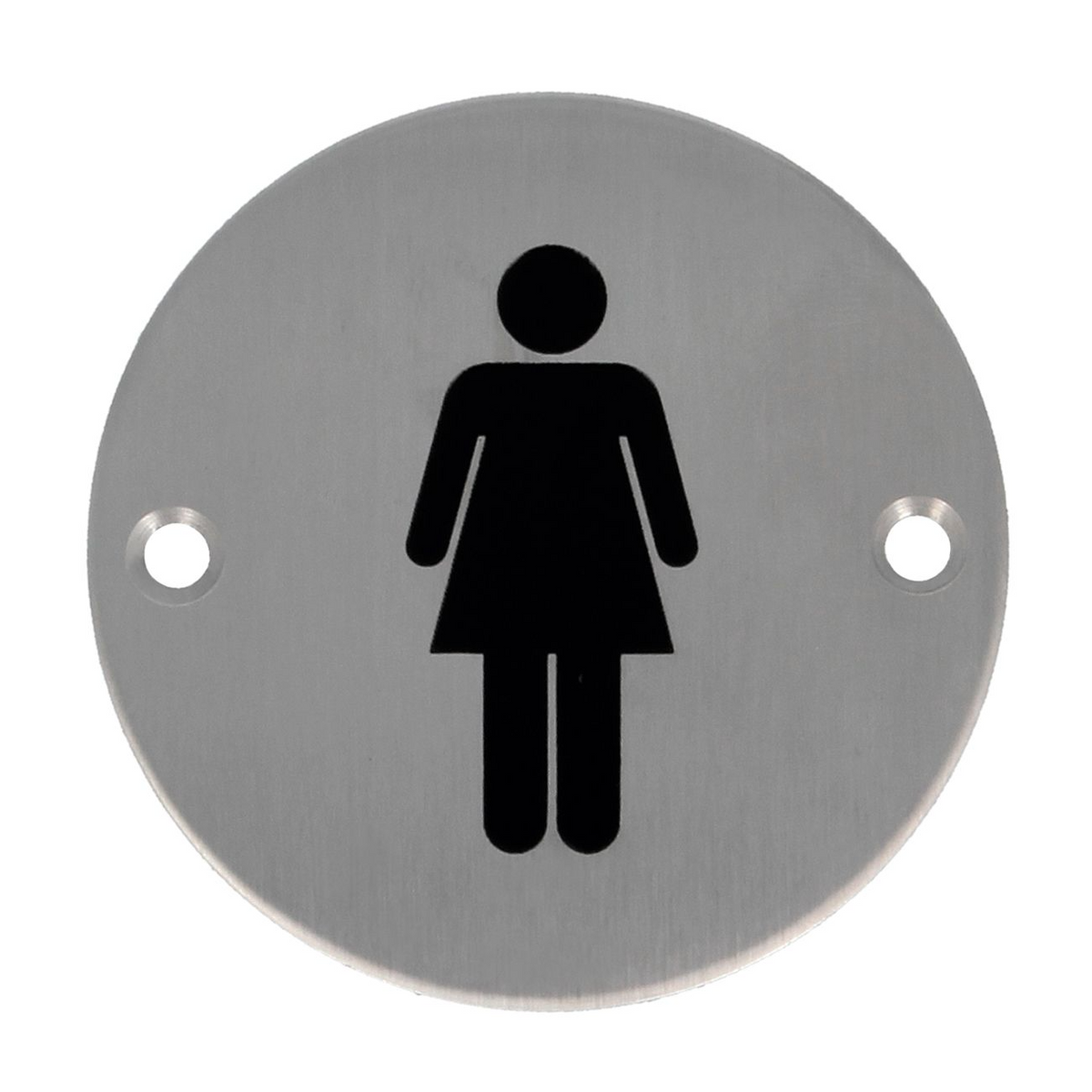 Stainless steel women's restroom sign