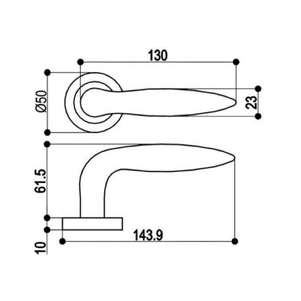 '1017' model stainless steel door handle with solid round rose