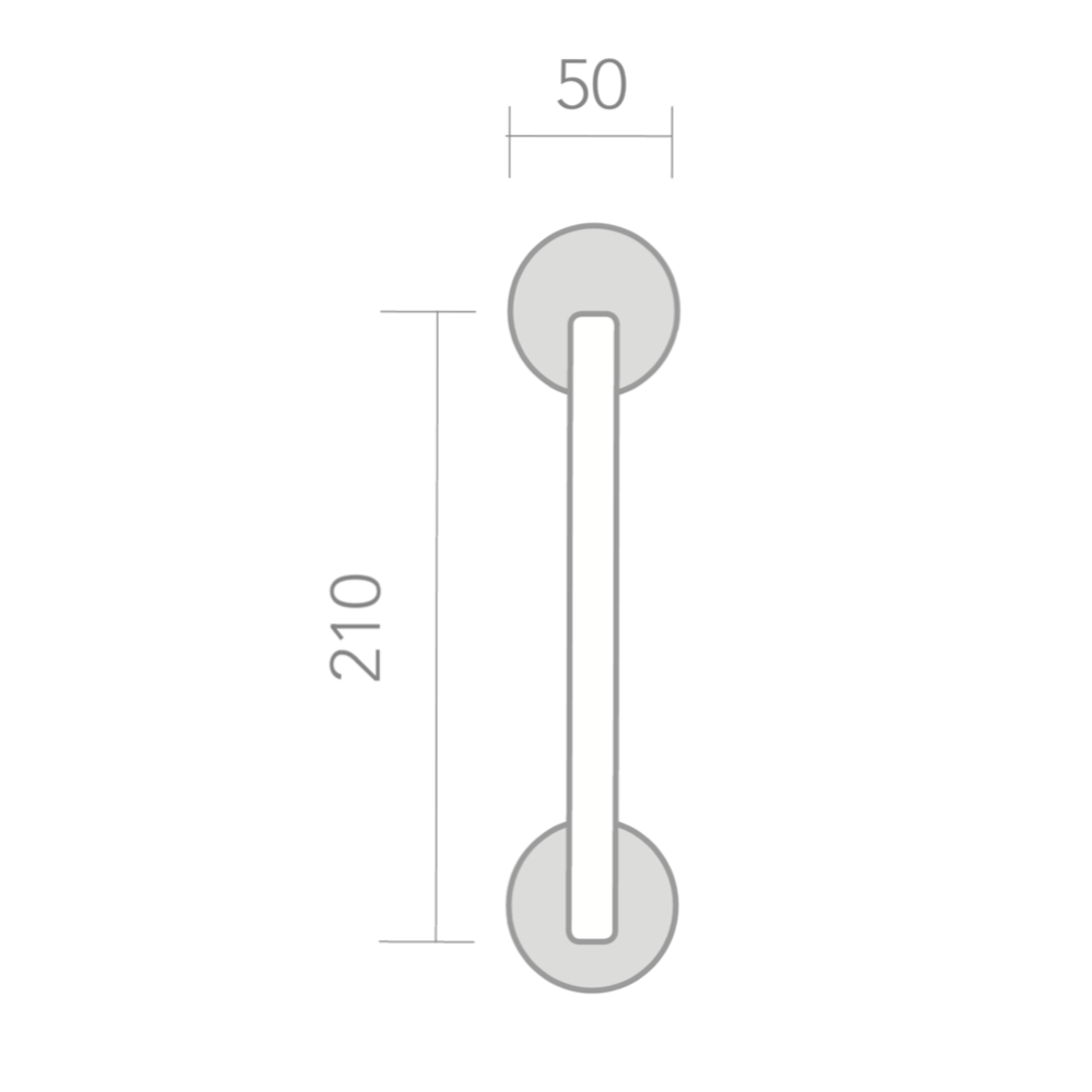 Aluminium-Stoßgriff mit runder Rosette, satiniertes Nickel-Finish, Modell 530A