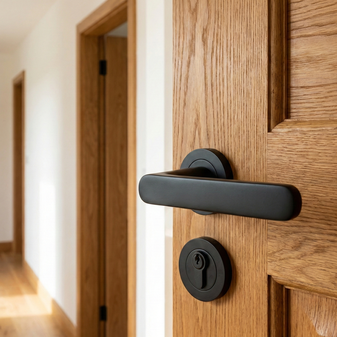 Round rosette aluminum lever handle R-210 black