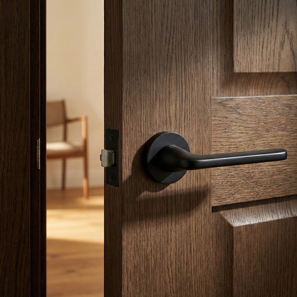 Round rosette aluminum door handle RS-310 black