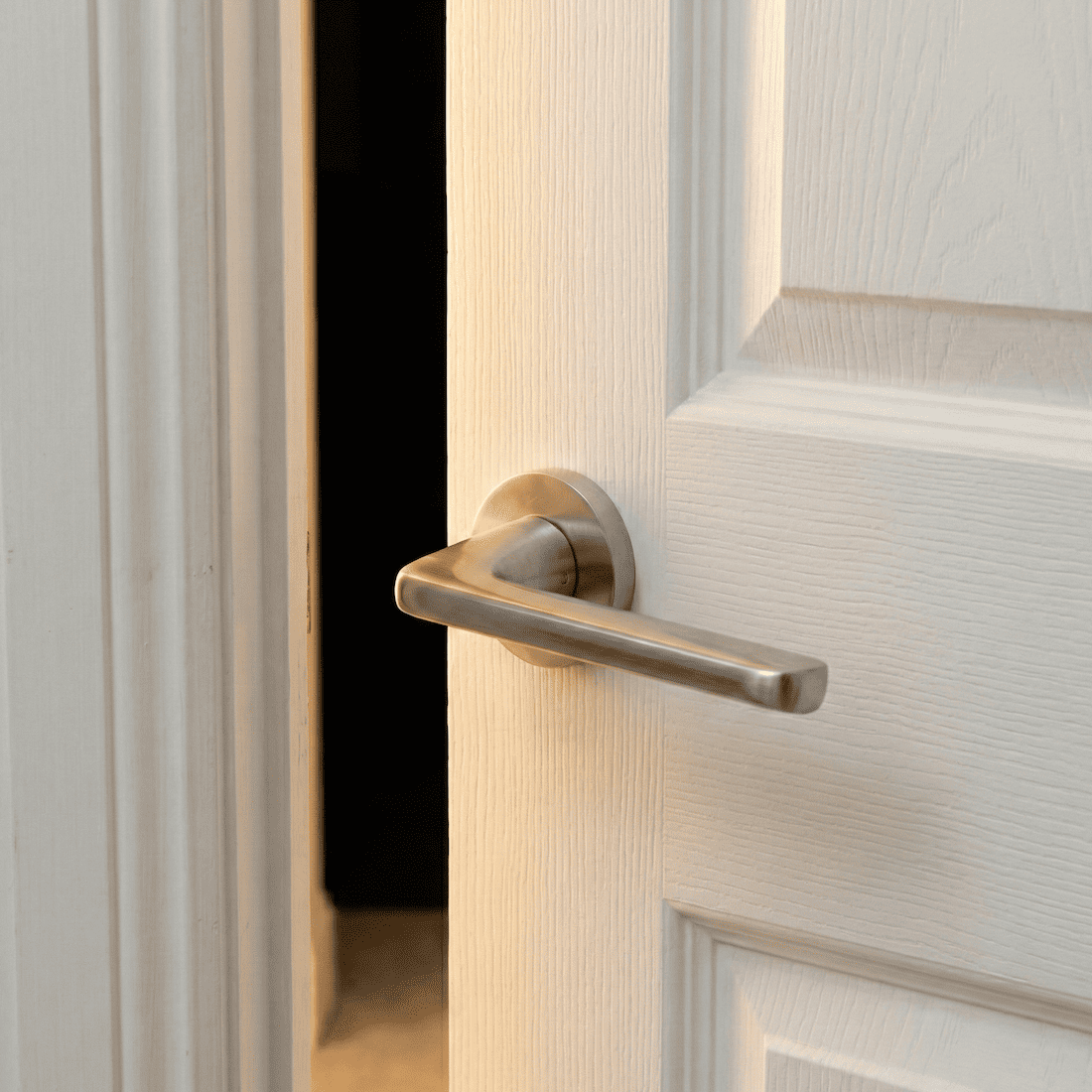 Round rosette door handle in satin nickel aluminum RS-310