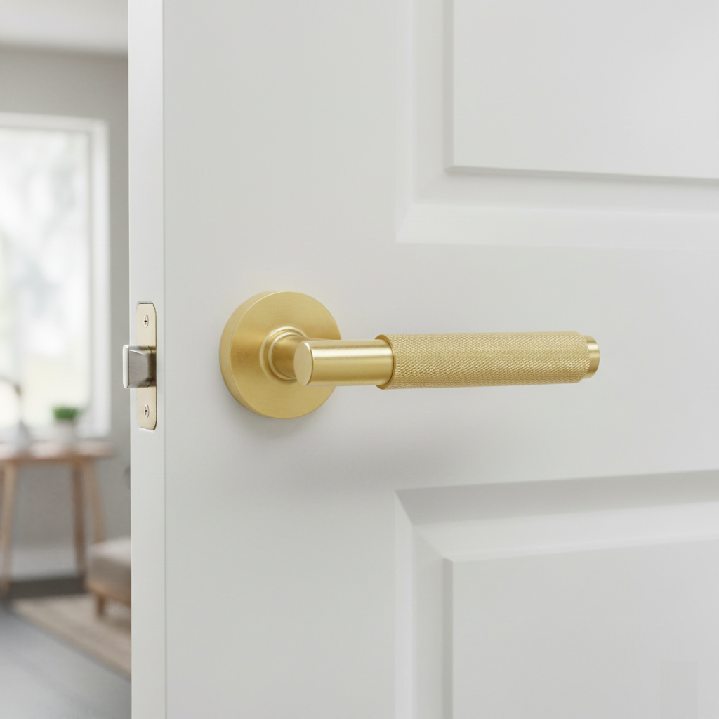 Pepo round rose handle in gold Zamak