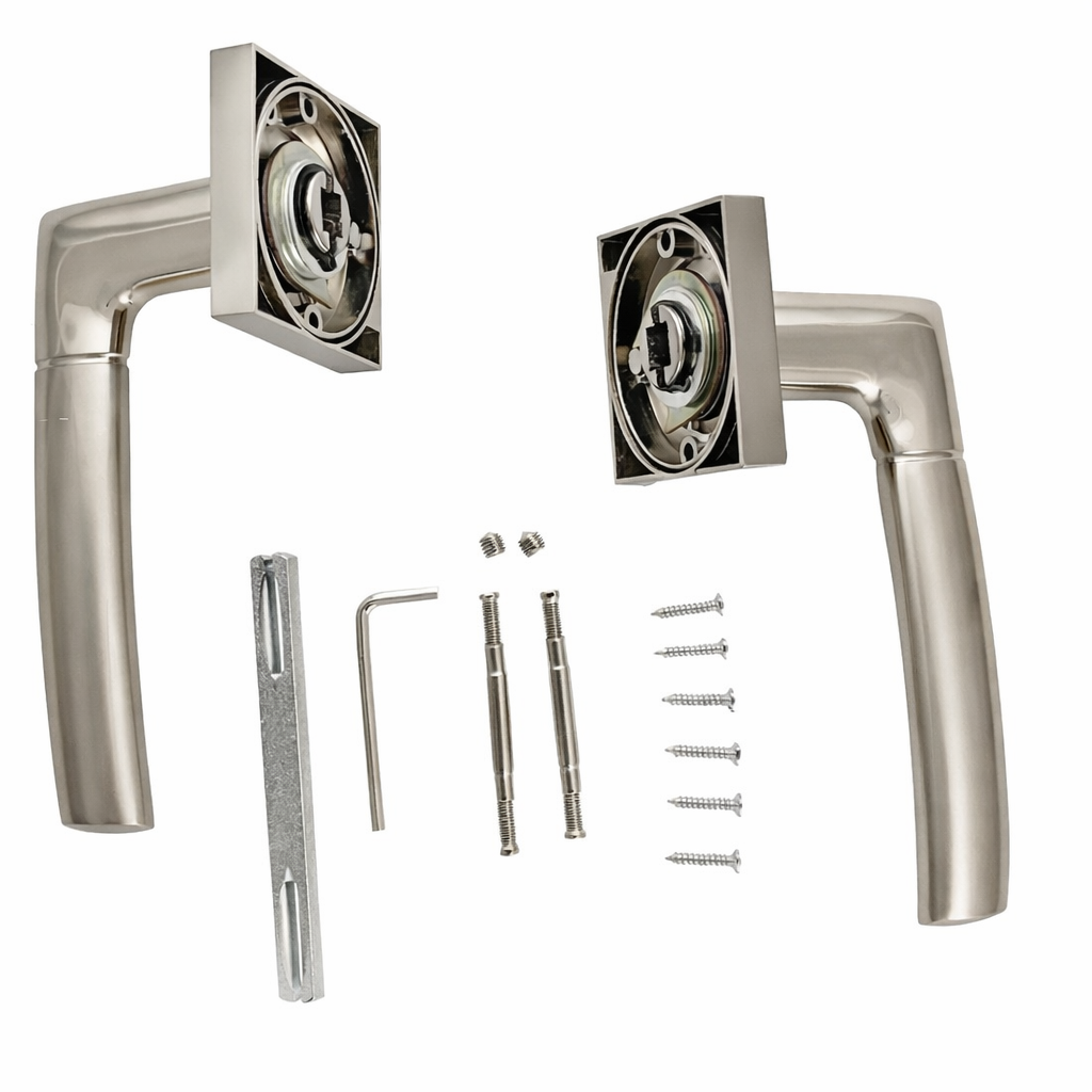 Belenus '430' ZAMAK door handle with Square Rose in two-tone finish