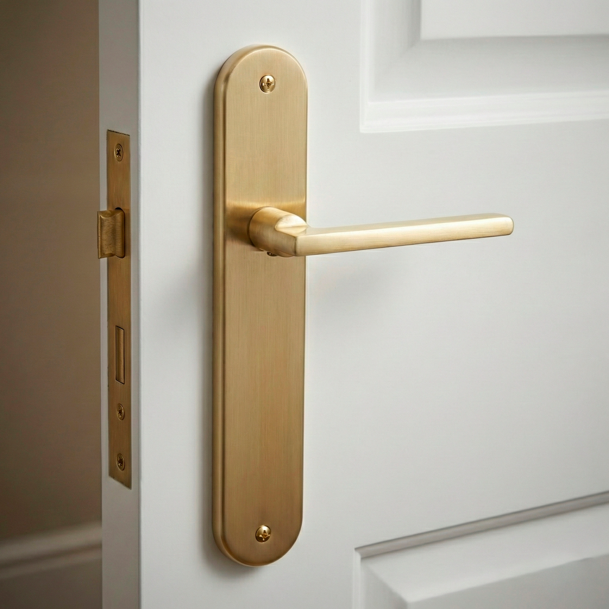 Satin gold aluminum rental oval plate handle