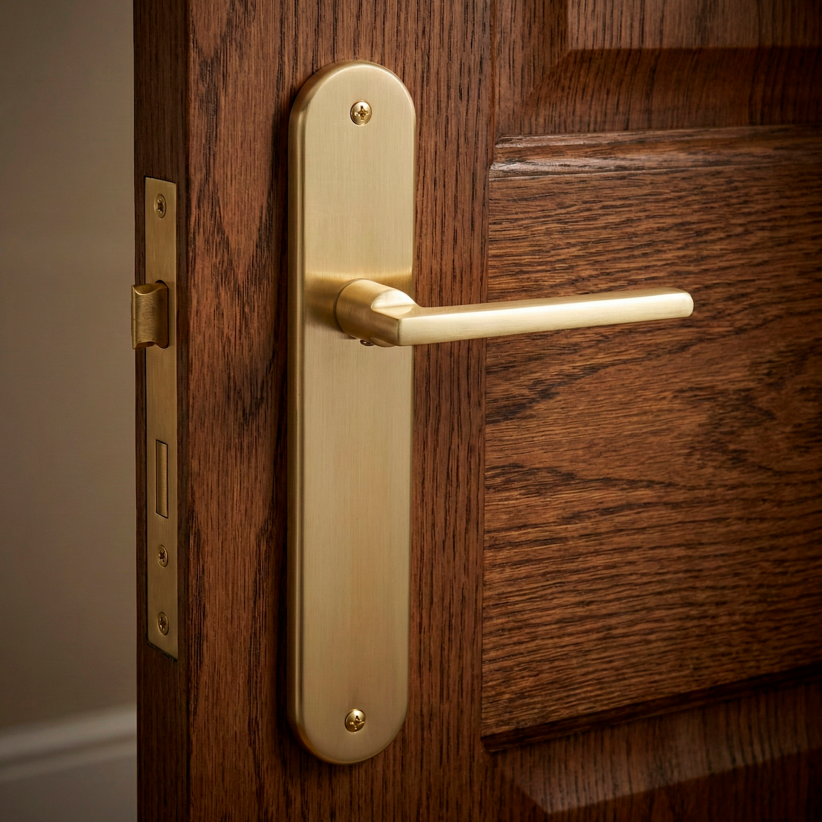 Satin gold aluminum rental oval plate handle
