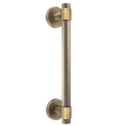 Poignée de tirage moletée en zamak avec rosace ronde Ø52 mm finition cuir pour portes