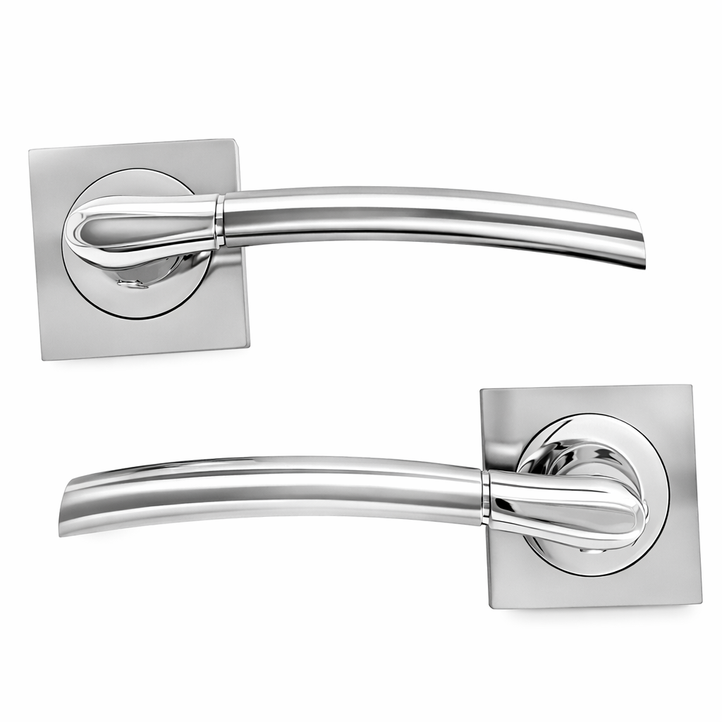 Belenus '430' ZAMAK door handle with Square Rose in two-tone finish