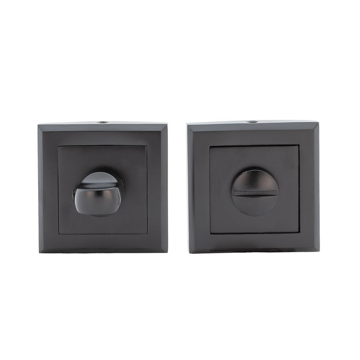 WC-Verriegelung mit quadratischer Rosette aus Zamak in Schwarz, 50mm