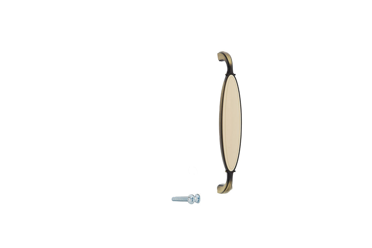 Möbelgriff aus Leder und Porzellan für Möbel und Schränke 128mm Achsabstand