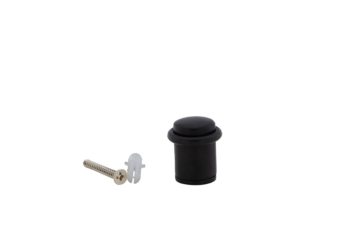 Zylindrischer schwarzer Türstopper mit Gummidämpfer und 20mm Durchmesser
