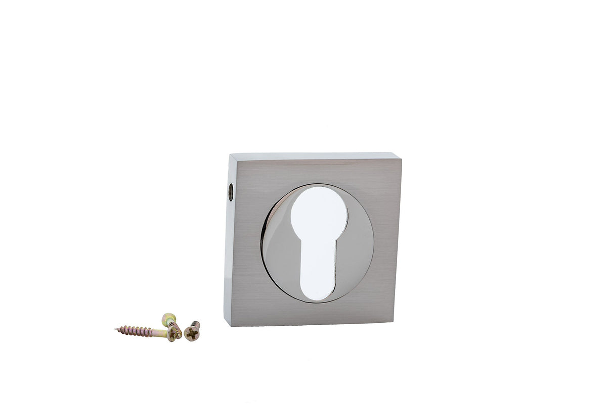 Béquille à rosace carrée en nickel satiné et brillant