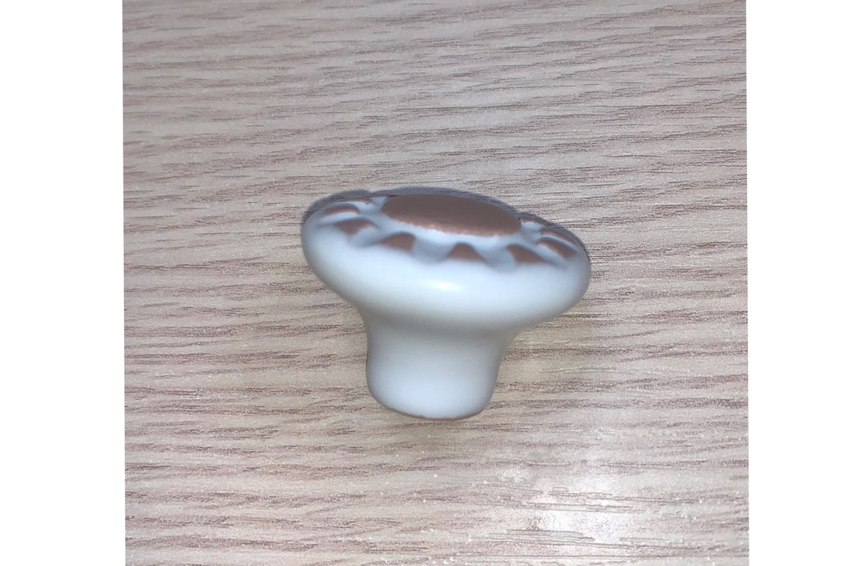 Bouton de meuble blanc en porcelaine, motif fleur en relief, pour meubles et armoires