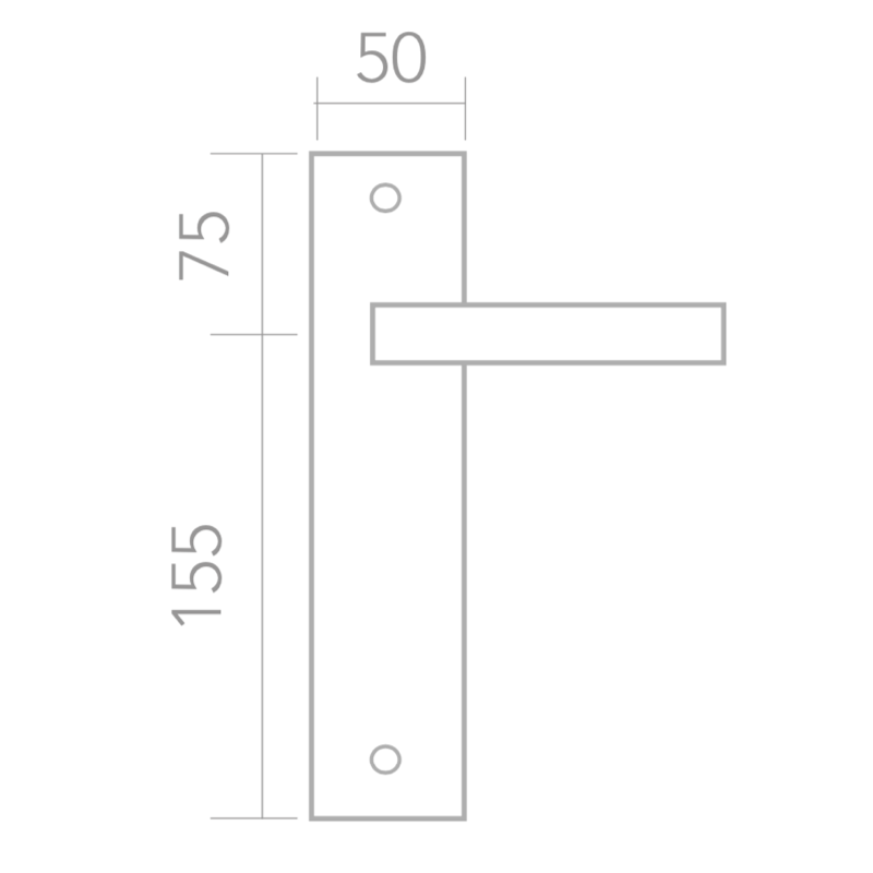 Model 559 handle with rectangular zamak plate in satin nickel finish for doors