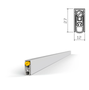 Joint de porte automatique à encastrer en aluminium et caoutchouc 12x27 mm et 820 mm pour portes en bois