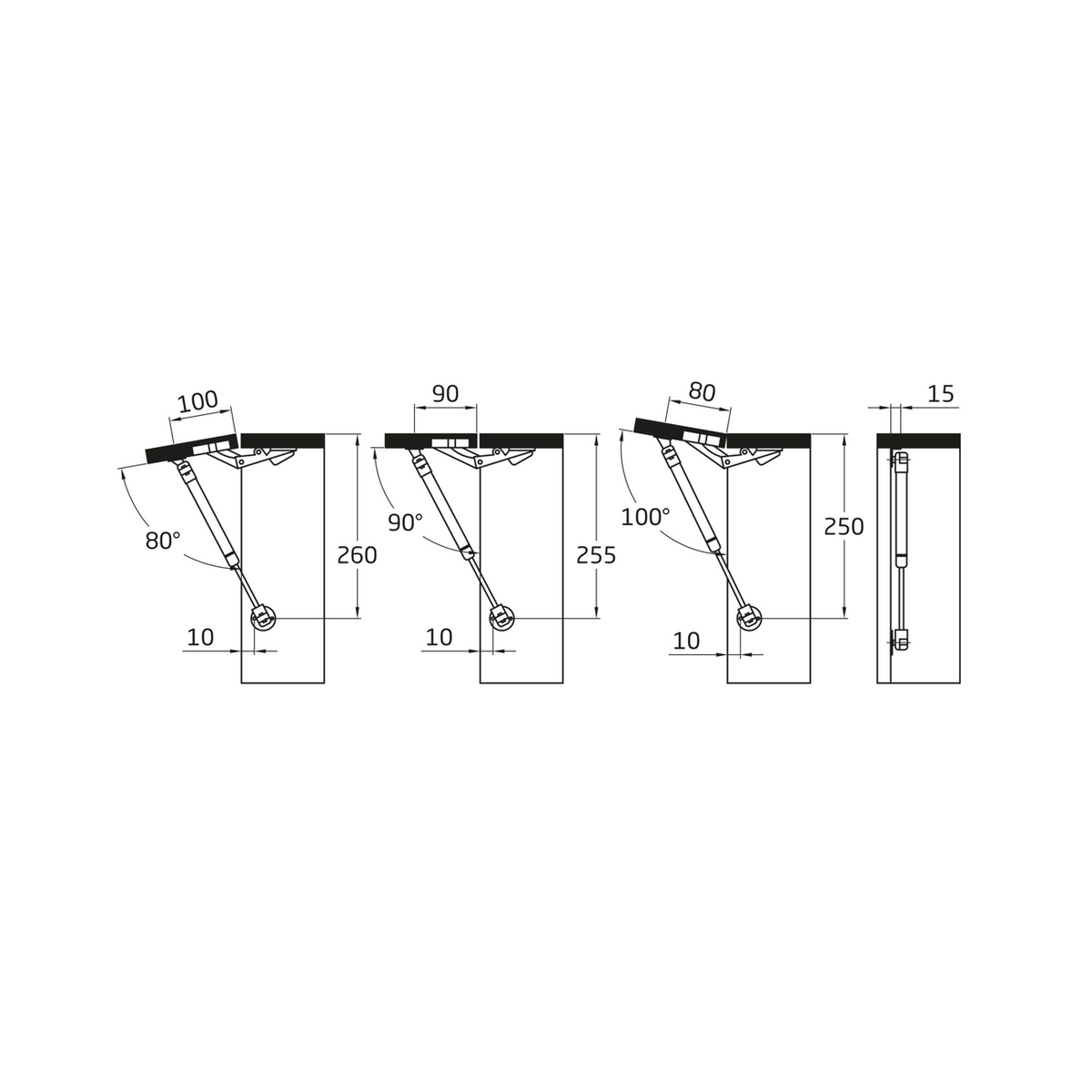Hydraulischer Gasdruckdämpfer 120N mit Klappenhalterung