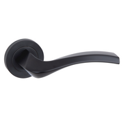 Model 1027 aluminum handle with round rose in black finish for doors