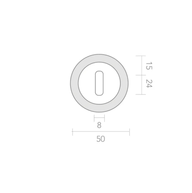 Bocallave de roseta redonda oval de zamak en acabado blanco de 50 mm para puertas
