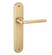Ensemble de poignées de porte avec plaque ovale en aluminium finition laiton mat 250x48 mm pour portes