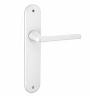 Poignée de porte avec plaque ovale en aluminium finition blanche de 250x48 mm pour portes intérieures