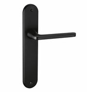 Poignée de porte sur plaque ovale en aluminium finition noire de 250x48 mm pour portes
