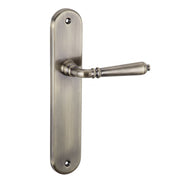 Poignée de porte sur plaque ovale en aluminium bronze mat 250x48 mm pour portes intérieures